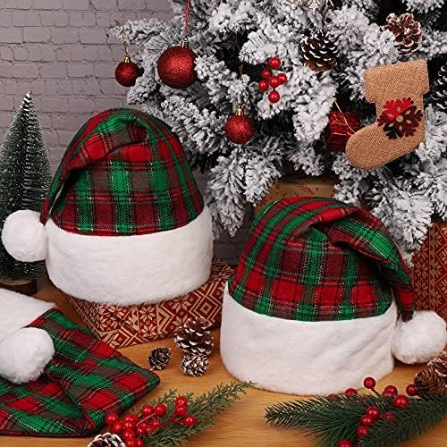 4 חבילה חג המולד סנטה כובעי יוניסקס חג המולד כובעי למסיבה לטובת חג אספקת