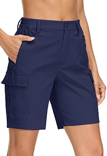 מכנסי טיול לנשים מג'קומסן מכנסיים קצרים קלים משקל קל של מכנסי גולף יבש מהיר 5 כיסים חיצוניים מכנסי