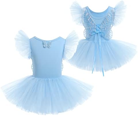 פעוטות Odasdo ילדים בנות תינוקות שמלת ריקוד בלט שרוול שרוול טוטו טול גלש בגד גוף במשך 18 חודשים - 6 שנים