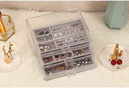 קופסת תכשיטים של UXZDX לנשים עם 3 מגירות, מארגן תכשיטים קטיפה לשרשרת צמיד צמיד עגיל ואחסון טבעות