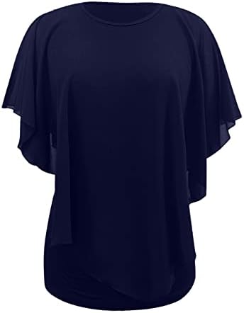 חולצות טוניקה בקיץ לנשים חולצות חולצות וינטג 'צמרות טש חולצות עם שרוול קצר שרוול קצר טיי שכבה כפולה