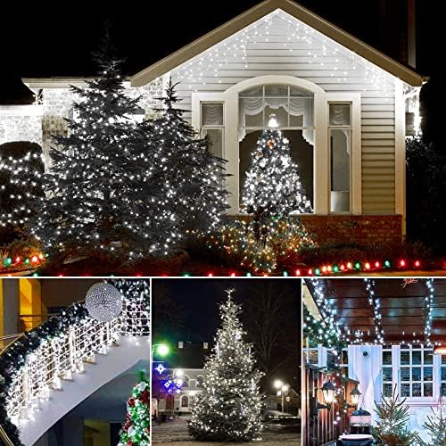 אורות חג המולד חיצוניים - אורות עץ חג המולד - 108ft 300 LED עם 8 מצבים, תקע מקצה לקצה, UL מוסמך, אורות