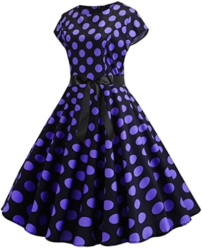 שמלת מכסה-שרוולים וינטג 'של נשים נקודות פולקה נקודות נשף נדנדה שמלת מסיבת קוקטייל אלגנטית הדפס אלגנטי
