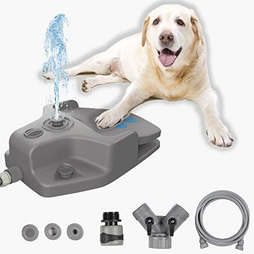 מזרקת מים לכלבים, מזרקת מים אוטומטית לחיות מחמד צעד על מתקן מים לכלבים מופעל עם 3 חרירים, צינור