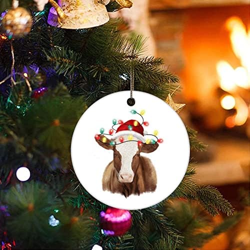 בעלי חיים ואורות קישוט לחג המולד של פרה, קישוט עץ חג המולד לקישוט חרסינה עיצוב בית חג המולד.