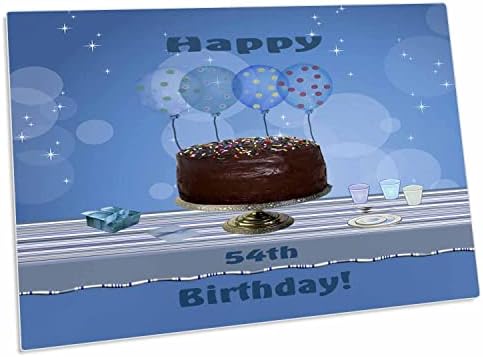 3רוז מסיבת יום הולדת 54 עם עוגת שוקולד וכחול. - משטח שולחן מחצלות מקום
