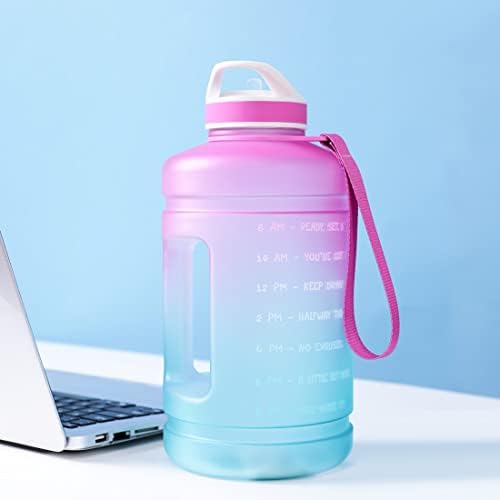 בקבוק מים של מיניסו שיפוע 74 גרם עם סמן זמן וקש - BPA חינם, אטום דליפות, פוך לשימוש חוזר בקבוק