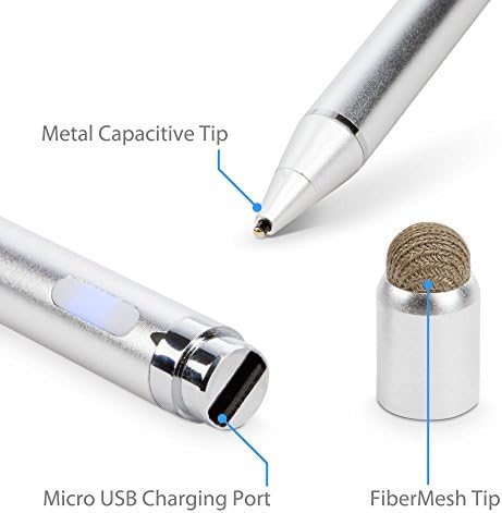 עט גרגיל קופסא תואם לטאבלט Lenovo Thinkpad X1 - חרט פעיל אקטיבי, חרט אלקטרוני עם קצה עדין במיוחד - כסף מתכתי