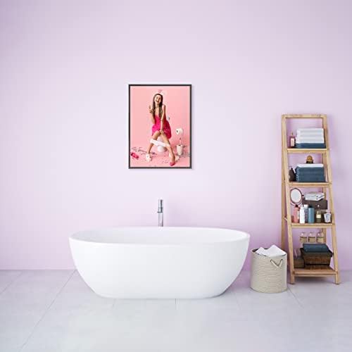 אישה אופנתית שלטי אמבטיה מצחיקים תוצרת ארהב, הדפסי אמנות ממוסגרים, עיצוב קיר מודרני 12x16 אינץ
