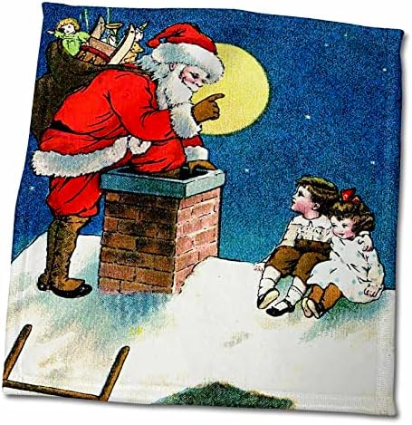 3 דרוז ציור ויקטוריאני של סנטה N ילדים על גג - מגבות