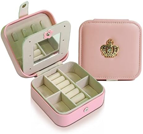 סנואה נייד תכשיטי קופסות עבור בנות נשים, קטן תכשיטי מקרה מיני מחזיק עם מראה עור מפוצל נסיעות עבור טבעות