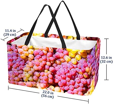 תיקי קונים 50L קונים ענבים פירות קופסת קניות מתקפלים תיק מכולת עם ידיות, לשימוש חוזר