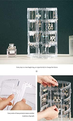 CQ אקריליק 360 מארגן מחזיק עגילים מסתובב תכשיטים ברורים מציג מגדלי עץ צמיד צמיד צמיד צמיד צמיד, 4 צמיד