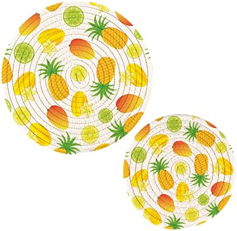 פירות קיץ אננס לימון שלשות לימון למנות חמות מחזיקי סיר סט של 2 חתיכות רפידות חמות לשלושים עמידים בחום למטבח