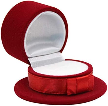 מוססטי כובע בצורת טבעת תיבה, קטיפה עגיל תיבת תכשיטי תצוגת אחסון מקרה אריזת מתנה עבור הצעת אירוסין חתונה