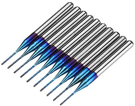 10 יחידות 0.5-1.0 ממ כחול נאקו מצופה ביטים קרביד חריטת כרסום קאטר עבור כלי רוטרי קוצים