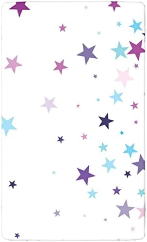 כוכבים גיליון עריסה מצויד, מזרן עריסה רגיל סדין מצויד במיוחד חומר רך-מזרן מזרן או סדין פעוטות, 28 x52, Multicice