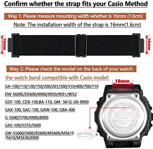 Sunnyson 2 חבילות להקות שעון ניילון נמתחות עבור Casio G-Shock DW-5600/8900/GWM5610, להקות החלפה רכות