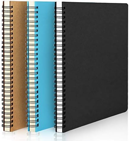 מכללת הכריכה הקשה של Eusoar שלטה מחברות ספירלה, A5 3packs 5.5 x8.3 120 עמודים מרופדים כתיבת נסיעות כתיבת מחברות