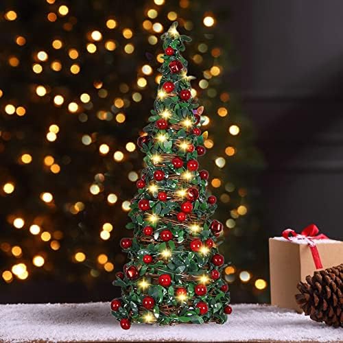 DEKIKA מתנות דקורטיביות מעודנות לחג המולד, עץ חג המולד של 15.7 אינץ