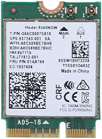 כרטיס WiFi אלחוטי לאינטל 9560AC NGW, 1730 מגהביט לשנייה 2.4 גרם/5G פס כפול Bluetooth 5.0 כרטיס רשת לסמסונג/Dell/Sony/Acer/ISUS/MSI/Clevo/Terransforce/Hasee