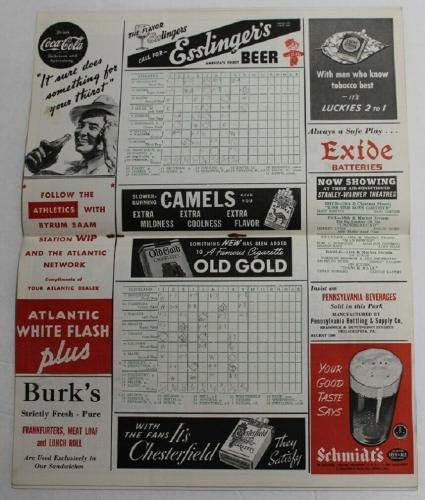 1941 Philadelphia A's v Cleveland Indian תוכנית לא מרוחקת לשעבר/MT Shibe Park - תוכניות MLB