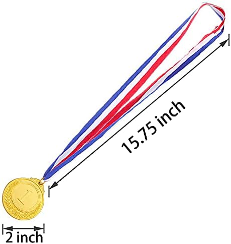 12 חתיכות מתכת זוכה זהב כסף ברונזה פרס מדליות עם צוואר סרט, אולימפי סגנון, 2 סנטימטרים