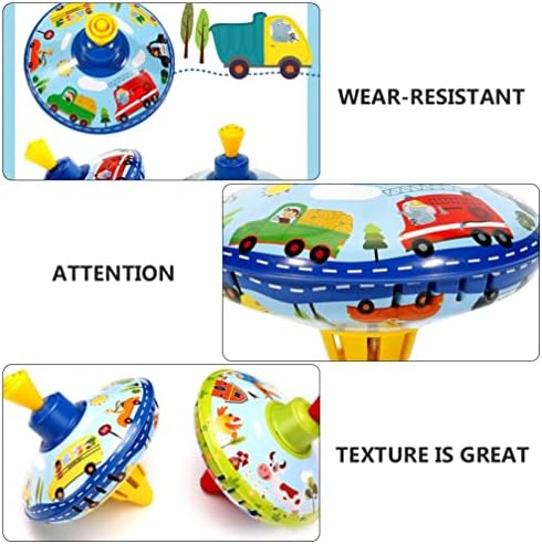 Toddmomy 1pcs צעצוע עליון לילדים, מתכת מצוירת חיה על הצעצועים העליונים הצעצועים הפח הצעצועים למבוגרים לילדים.