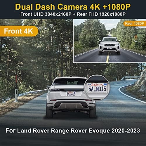 Fitcamx 4K Cual Dash Cam תואם ל Land Rover Range Rover Evoque 2020 2021 2022 2023 L551, מראה מפעל OEM, קדמי