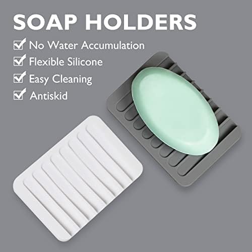 צלחת סבון מקלחת מפל סבון מגש סבון שומר סבון מחזיק מייבש גמיש סיליקון, 2 חבילה