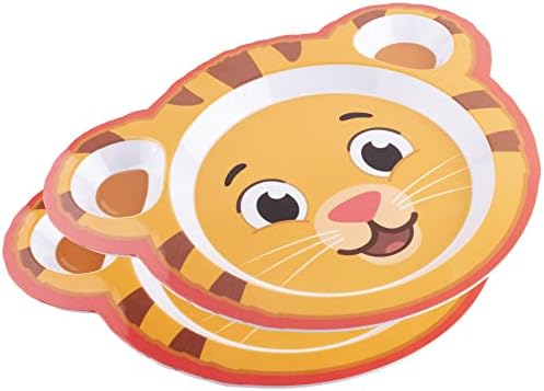 דניאל טייגר ארוחות האכלת צלחות-סט של 2, חמוד תא מנות עם עמוק הצדדים לילדים-מחולק חלקים עבור בריא