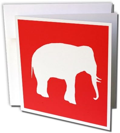 צללית פיל אדום צל מודרני של חיות בר-כרטיסי ברכה, 6 על 6 אינץ', סט של 6