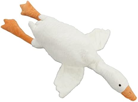 צעצוע ממולא אווז, הדמיה לבובת אווז לבנה גדולה תינוק מרגיע כרית קטיפה כרית פלאש צעצוע עם רוכסן