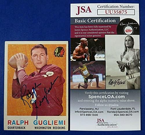 Ralph Gugliemi חתום על 1959 כרטיס כדורגל Topps 97 ~ JSA UU35875 - כרטיסי כדורגל עם חתימה של NFL NFL