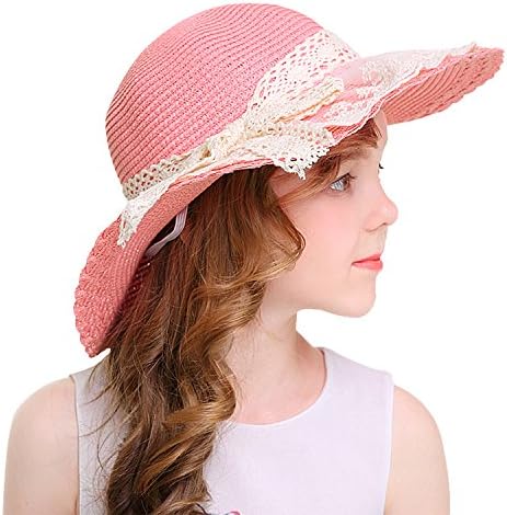 ילדי ילדה קטנה קיץ כובע קש רחב ברים תקליטונים חוף מגן שמש כובע