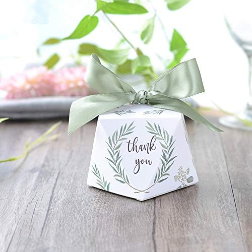 צורת יהלום ירוק יער סגנון סוכריות קופסות חתונה טובה ב 'מתנת שוקולד מסיבת נייר ב' תיבת ב ' 50 יחידות