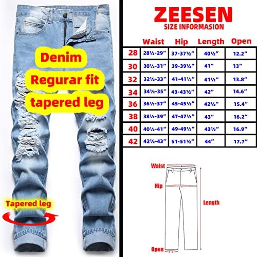 זיסן ג 'ינס קרוע לגברים ג' ינס דק בכושר רגיל רגל מחודדת במצוקה מכנסיים הרוסים ג ' ינס לגברים עם חור