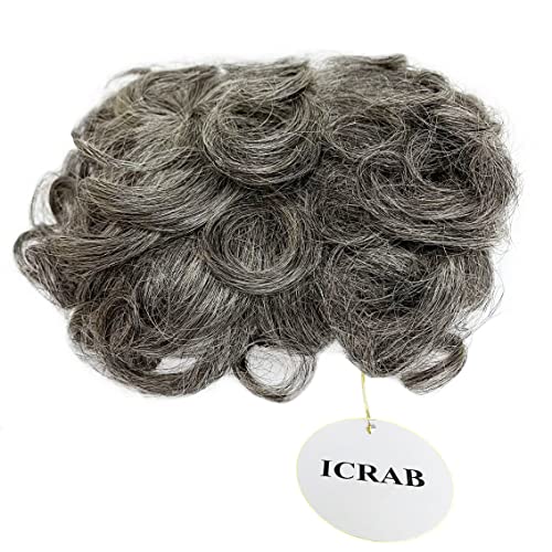 איקראב 6 טבעי פלאפי שיער טבעי טופר קצר מתולתל טופר שיער חתיכות פאה קליפ טופר שיער טבעי פאה אפור גלי שיער טופר