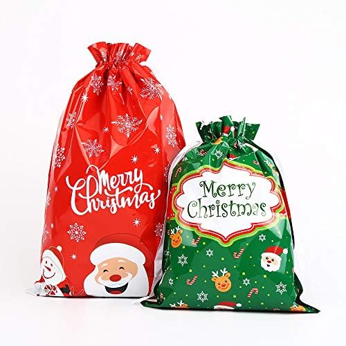 תיק שרוך לחג המולד עם תג שם, 7 חלקים, גדלים שונים של תיקי חג מולד גדולים / גדולים/בינוניים / קטנים, המשמשים לקישוטי