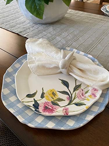 טבעות מפיות של ארנפלין - מחזיק מפית ארנב פסחא לעיצוב שולחן חדר אוכל, סט של 4 מחזיק מפית ארנב לבן וינטג 'לארוחת