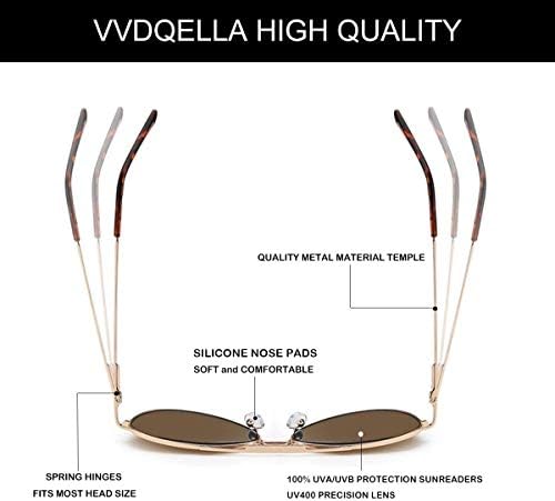 VVDQella קוראת משקפי שמש קוראים, תעופה מסגרת מלאה מסגרת מלאה UV400 הגנה עדשה אפורה משקפי קריאה