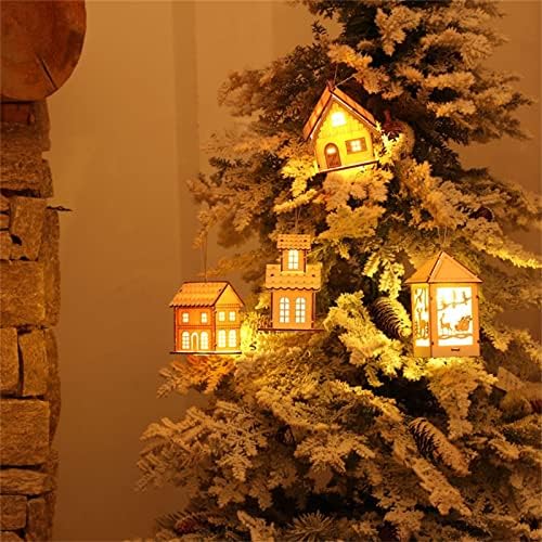 קישוטי עץ חג המולד,קישוטי תליית חג המולד זוהר בית עץ נוריות אור בקתת עץ עץ חג המולד קישוטי