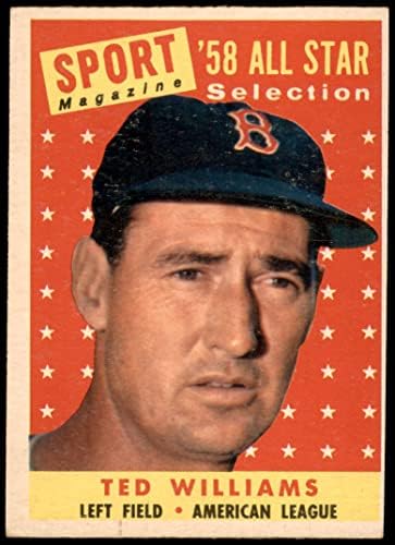 1958 Topps 485 אולסטאר טד וויליאמס בוסטון רד סוקס VG/Ex Red Sox