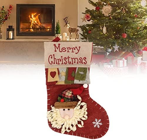 גרביים של פקמוס סנטה, שטח גדול לא ארוג שטח גדול לחג המולד גרב תלייה עם טבעת תלויה חזקה למסיבה