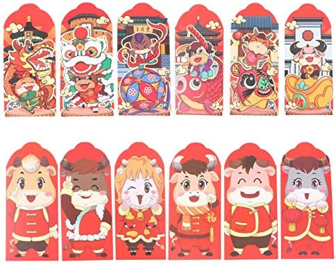 סיני אדום מעטפות לאקי כסף כיסים 2021 גלגל המזלות שור חדש שנה הונג באו כסף כיסים קריקטורה אדום מעטפות עבור
