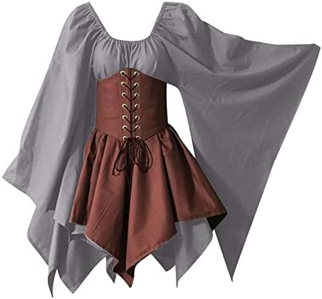 שמלת רנסנס של שורש נשים נשים פלוס גודל מסתור שמלות מחוך שומן בטן שרוול שרוול שרוול תלבושת ימי הביניים האירית
