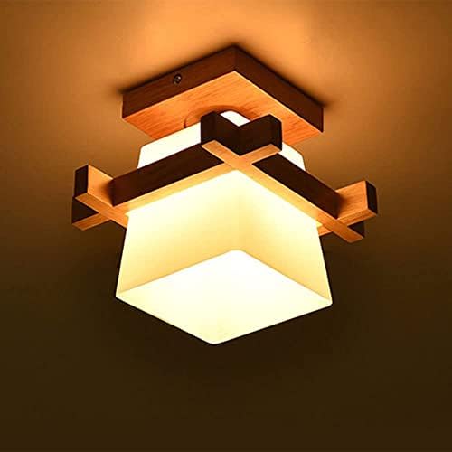 זלורד עץ וזכוכית גופי תאורה גופי תאורה יפנית פסטורלית תקרה כפרית מנורת תאורה חצי סומק אורות תקרה רכובים