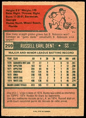 1975 O-Pee-Chee 299 Bucky Dent Chicago White Sox VG/Ex White Sox
