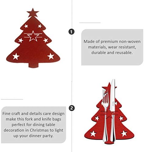 קישוט לחג המולד של גלפאדה 8 יחידות עץ חג המולד מכסה סכום ושקיות מזלג שולחן חג המולד כלי שולחן חגיגות