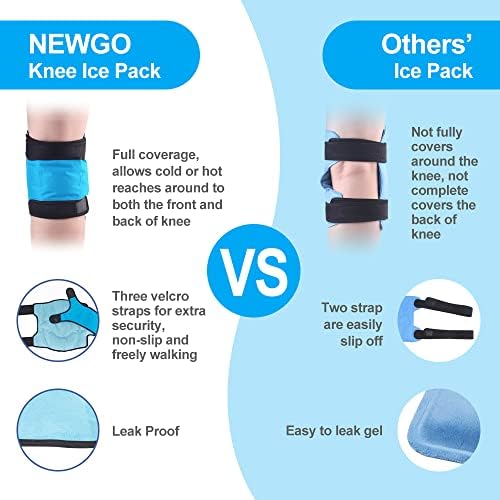 חבילת קרח של Newgo לניתוח להחלפת ברך, אריזת קרח קרה לשימוש חוזר חבילת קרח ברך עוטפת סביב ברך שלמה לפציעות